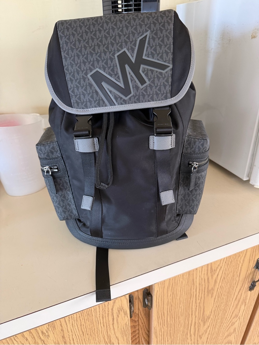 Michael Kors Black & Gray MK Logo Men's Backpack